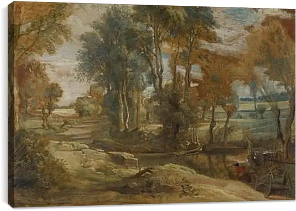 Постер на подрамнике - A Wagon fording a Stream Постер на подрамнике - A Wagon fording a Stream