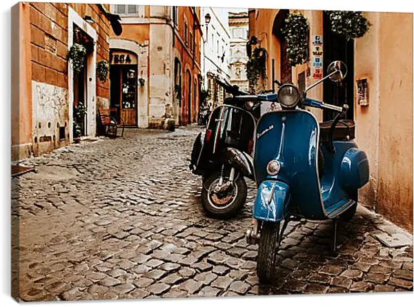 Постер на подрамнике - Vespa на старой улице Постер на подрамнике - Vespa на старой улице