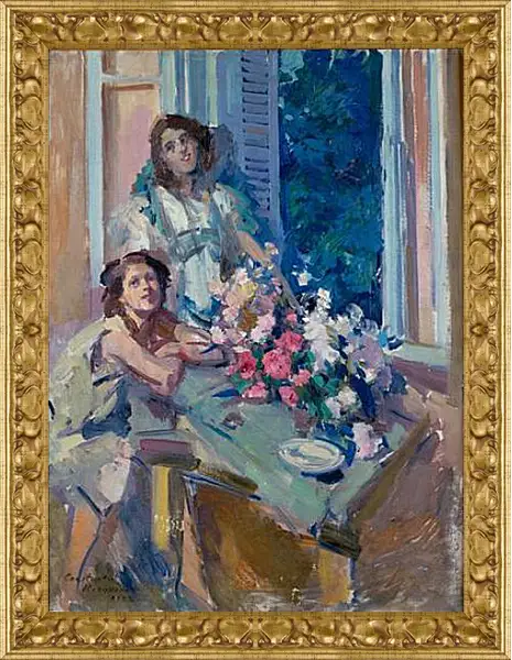 Картина в раме - У окна. Коровин Константин Картина в раме - У окна. Коровин Константин