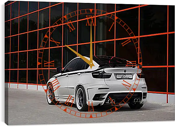 Часы картина - Белая BMW X6 Часы картина - Белая BMW X6