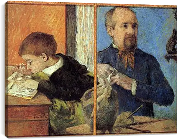 Постер на подрамнике - Le sculpteur Aube et son fils. Поль Гоген Постер на подрамнике - Le sculpteur Aube et son fils. Поль Гоген