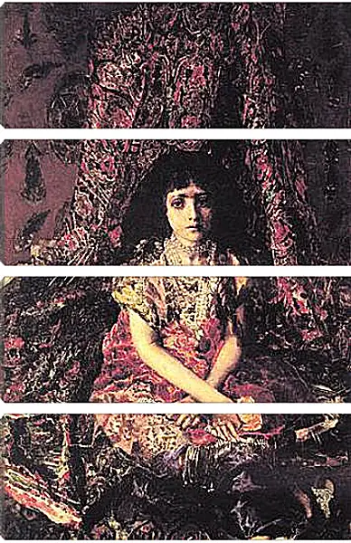 Модульная картина - Portrait of a Girl against a Persian Carpet. Врубель Михаил Модульная картина - Portrait of a Girl against a Persian Carpet. Врубель Михаил
