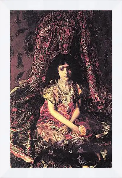 Картина в раме - Portrait of a Girl against a Persian Carpet. Врубель Михаил Картина в раме - Portrait of a Girl against a Persian Carpet. Врубель Михаил