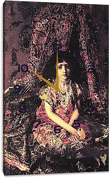 Часы картина - Portrait of a Girl against a Persian Carpet. Врубель Михаил Часы картина - Portrait of a Girl against a Persian Carpet. Врубель Михаил