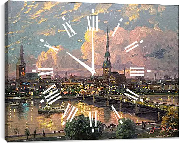 Часы картина - Мост в Риге Часы картина - Мост в Риге