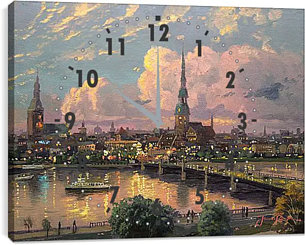 Часы картина - Мост в Риге Часы картина - Мост в Риге