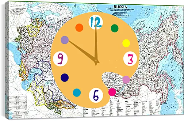 Часы картина - Карта России Часы картина - Карта России