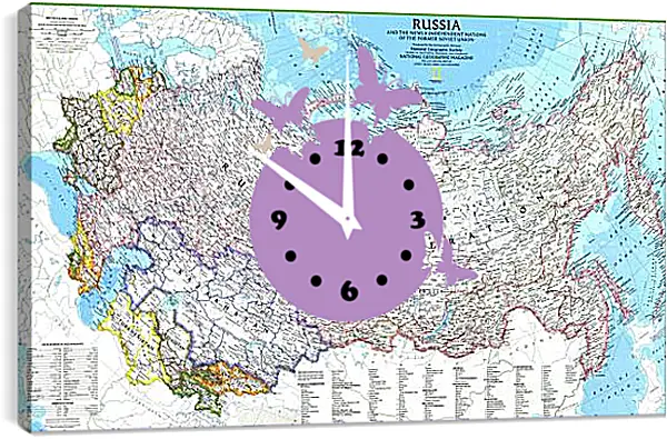Часы картина - Карта России Часы картина - Карта России