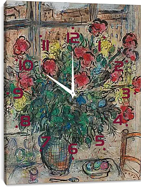 Часы картина - LE BOUQUET DEVANT LA FENETRE Часы картина - LE BOUQUET DEVANT LA FENETRE
