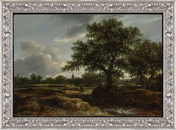Картина в раме - Landscape with a Village in the Distance. Якоб ван Рейсдал Картина в раме - Landscape with a Village in the Distance. Якоб ван Рейсдал