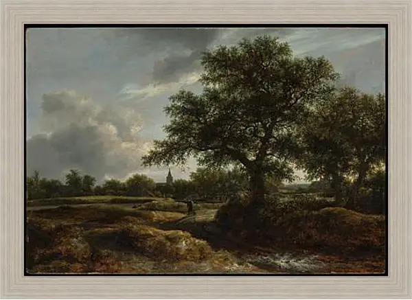 Картина в раме - Landscape with a Village in the Distance. Якоб ван Рейсдал Картина в раме - Landscape with a Village in the Distance. Якоб ван Рейсдал