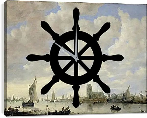 Часы картина - View of the Merwede off Dordrecht. Ян ван Гойен Часы картина - View of the Merwede off Dordrecht. Ян ван Гойен