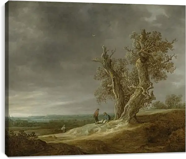 Постер на подрамнике - Landscape with two oaks. Ян ван Гойен Постер на подрамнике - Landscape with two oaks. Ян ван Гойен