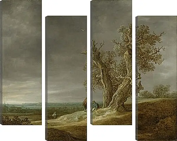 Модульная картина - Landscape with two oaks. Ян ван Гойен Модульная картина - Landscape with two oaks. Ян ван Гойен