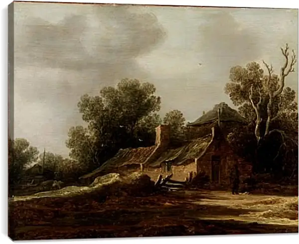 Постер на подрамнике - Landscape with peasants hut. Ян ван Гойен Постер на подрамнике - Landscape with peasants hut. Ян ван Гойен
