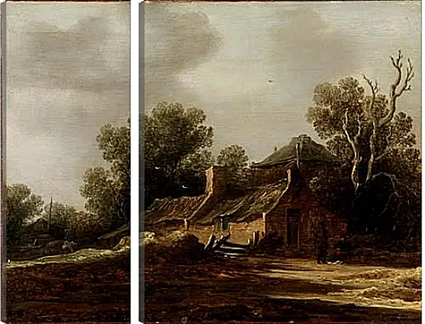 Модульная картина - Landscape with peasants hut. Ян ван Гойен Модульная картина - Landscape with peasants hut. Ян ван Гойен