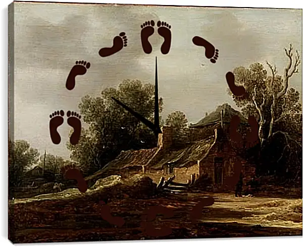 Часы картина - Landscape with peasants hut. Ян ван Гойен Часы картина - Landscape with peasants hut. Ян ван Гойен