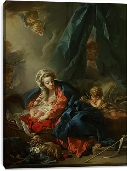 Постер на подрамнике - The Madonna with the baby and young John the Baptist. Франсуа Буше Постер на подрамнике - The Madonna with the baby and young John the Baptist. Франсуа Буше