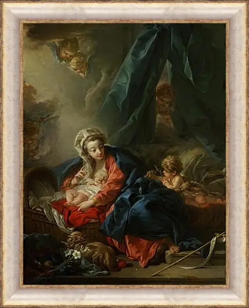 Картина в раме - The Madonna with the baby and young John the Baptist. Франсуа Буше Картина в раме - The Madonna with the baby and young John the Baptist. Франсуа Буше