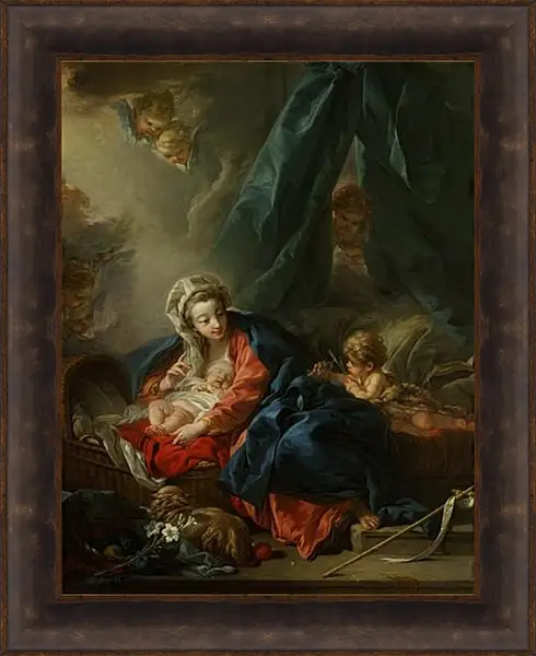 Картина в раме - The Madonna with the baby and young John the Baptist. Франсуа Буше Картина в раме - The Madonna with the baby and young John the Baptist. Франсуа Буше