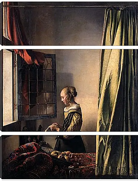 Модульная картина - Girl Reading a Letter at an Open Window. Ян (Йоханнес) Вермеер Модульная картина - Girl Reading a Letter at an Open Window. Ян (Йоханнес) Вермеер