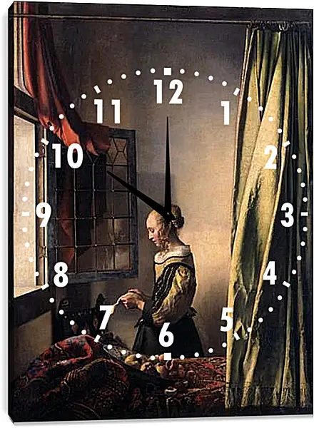 Часы картина - Girl Reading a Letter at an Open Window. Ян (Йоханнес) Вермеер Часы картина - Girl Reading a Letter at an Open Window. Ян (Йоханнес) Вермеер