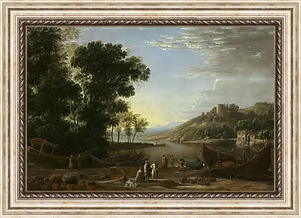 Картина в раме - Landscape with merchants. Лоррен Клод Картина в раме - Landscape with merchants. Лоррен Клод