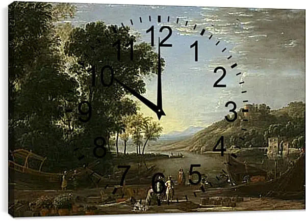 Часы картина - Landscape with merchants. Лоррен Клод Часы картина - Landscape with merchants. Лоррен Клод