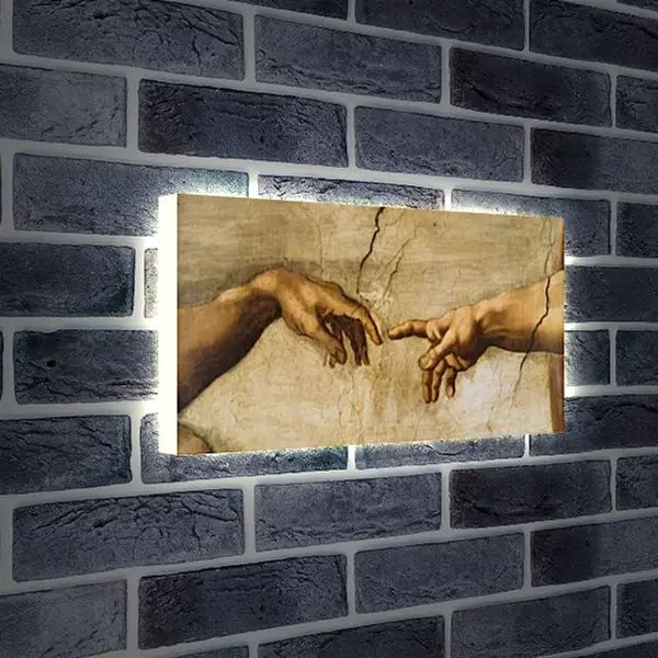Лайтбокс световая панель - The Creation of Adam. Микеланджело Буонарроти Лайтбокс световая панель - The Creation of Adam. Микеланджело Буонарроти