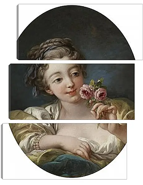 Модульная картина - Girl with rose. Франсуа Буше Модульная картина - Girl with rose. Франсуа Буше