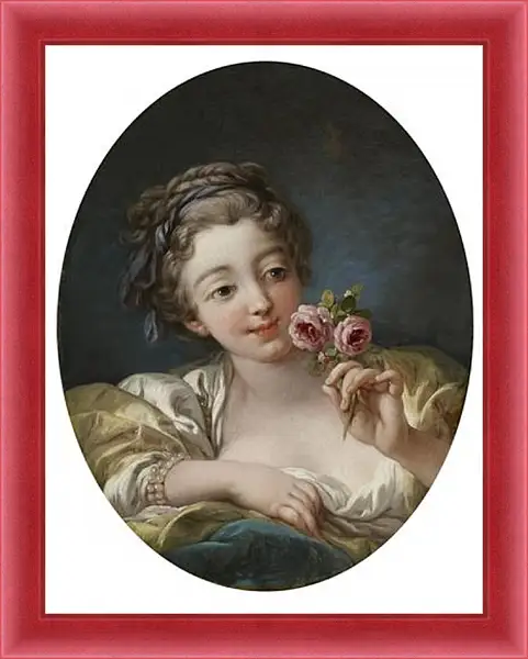 Картина в раме - Girl with rose. Франсуа Буше Картина в раме - Girl with rose. Франсуа Буше