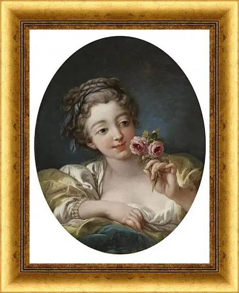 Картина в раме - Girl with rose. Франсуа Буше Картина в раме - Girl with rose. Франсуа Буше