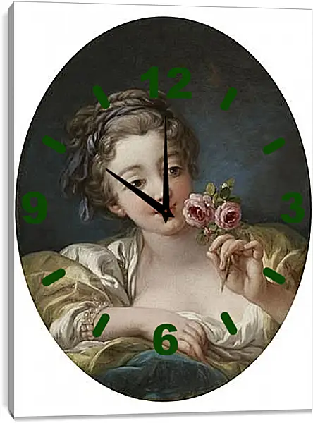 Часы картина - Girl with rose. Франсуа Буше Часы картина - Girl with rose. Франсуа Буше