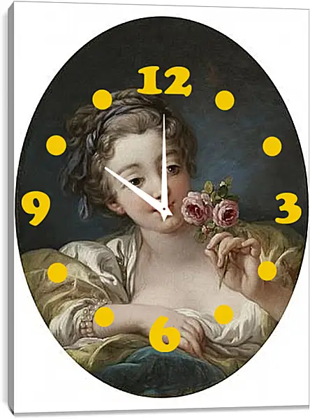 Часы картина - Girl with rose. Франсуа Буше Часы картина - Girl with rose. Франсуа Буше