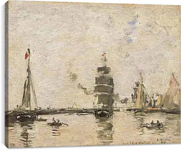 Постер на подрамнике - Boats in Trouville Harbor. Эжен Буден Постер на подрамнике - Boats in Trouville Harbor. Эжен Буден