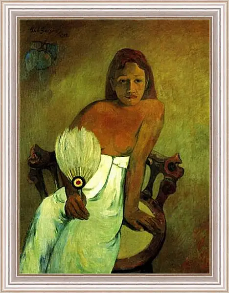 Картина в раме - Young Girl With Fan. Поль Гоген Картина в раме - Young Girl With Fan. Поль Гоген