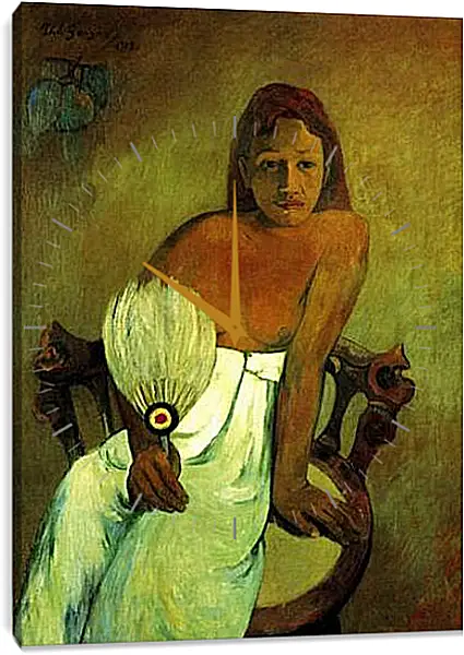 Часы картина - Young Girl With Fan. Поль Гоген Часы картина - Young Girl With Fan. Поль Гоген
