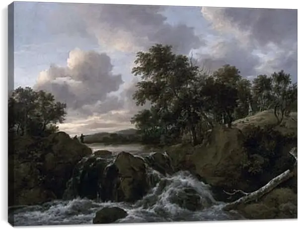 Постер на подрамнике - Landscape with Waterfall. Якоб ван Рейсдал Постер на подрамнике - Landscape with Waterfall. Якоб ван Рейсдал