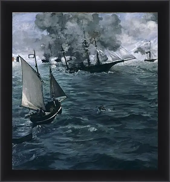 Картина в раме - Battle of the Kearsarge and the Alabama. Эдуард Мане Картина в раме - Battle of the Kearsarge and the Alabama. Эдуард Мане