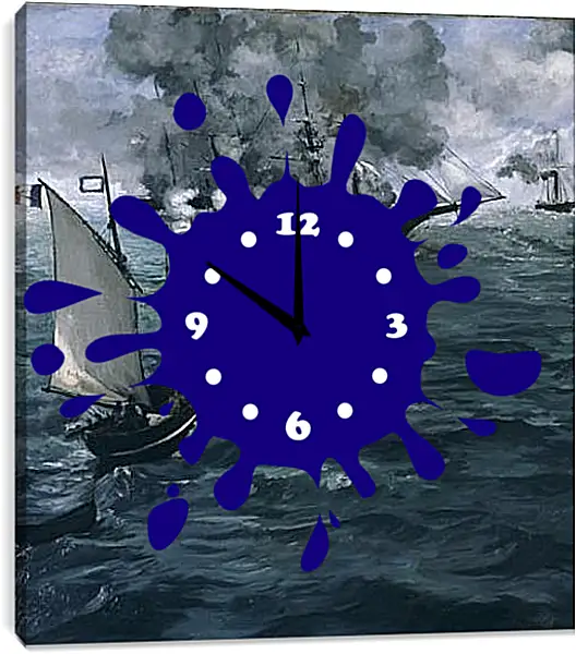 Часы картина - Battle of the Kearsarge and the Alabama. Эдуард Мане Часы картина - Battle of the Kearsarge and the Alabama. Эдуард Мане