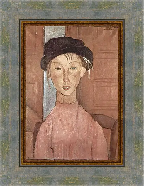 Картина в раме - Madchen mit Hut. Амедео Модильяни Картина в раме - Madchen mit Hut. Амедео Модильяни