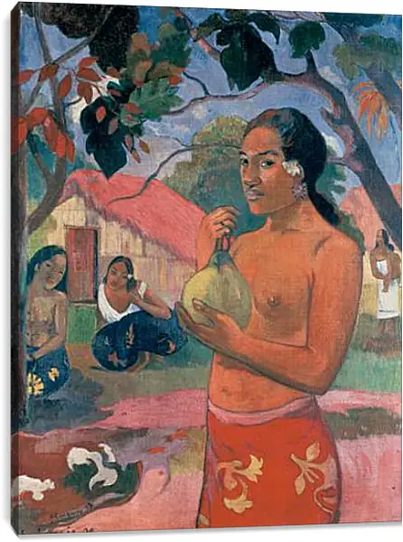 Постер на подрамнике - Woman Holding a Fruit (Eu haere ia oe). Поль Гоген Постер на подрамнике - Woman Holding a Fruit (Eu haere ia oe). Поль Гоген