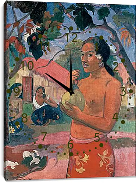Часы картина - Woman Holding a Fruit (Eu haere ia oe). Поль Гоген Часы картина - Woman Holding a Fruit (Eu haere ia oe). Поль Гоген