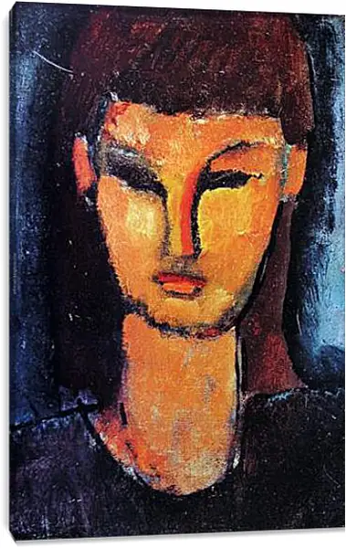 Постер на подрамнике - Head of a young woman. Голова молодой женщины. Амедео Модильяни Постер на подрамнике - Head of a young woman. Голова молодой женщины. Амедео Модильяни