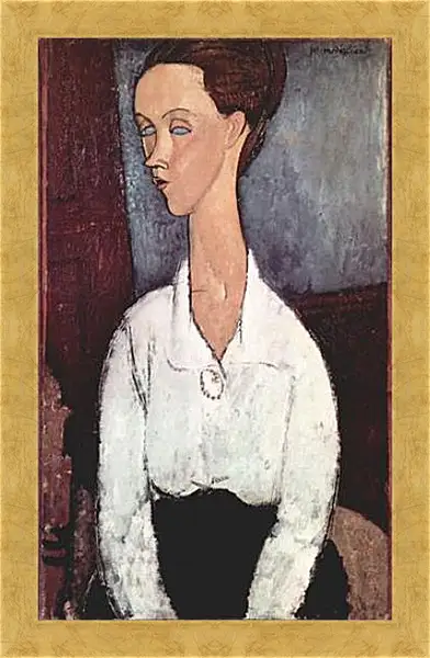 Картина в раме - Portrait of Lunia Czechowska in white blouse. Амедео Модильяни Картина в раме - Portrait of Lunia Czechowska in white blouse. Амедео Модильяни