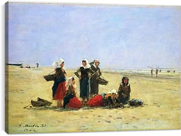 Постер на подрамнике - Women on the Beach at Berck. Эжен Буден Постер на подрамнике - Women on the Beach at Berck. Эжен Буден