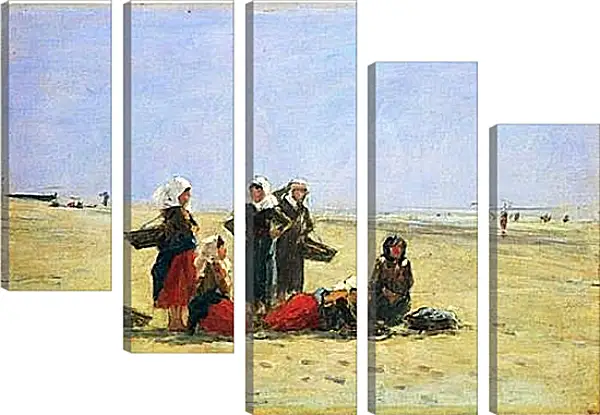 Модульная картина - Women on the Beach at Berck. Эжен Буден Модульная картина - Women on the Beach at Berck. Эжен Буден