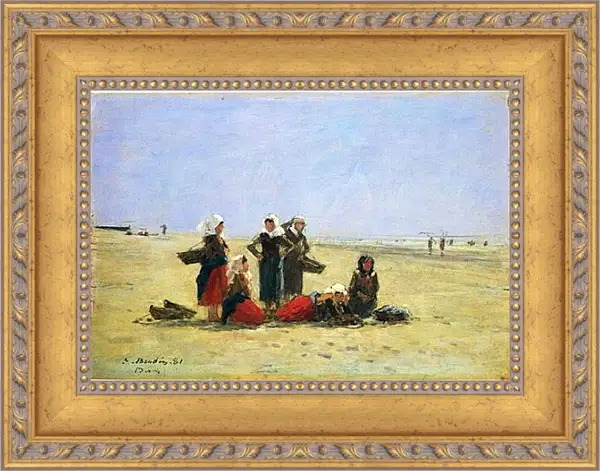 Картина в раме - Women on the Beach at Berck. Эжен Буден Картина в раме - Women on the Beach at Berck. Эжен Буден