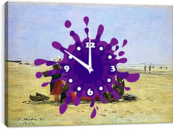 Часы картина - Women on the Beach at Berck. Эжен Буден Часы картина - Women on the Beach at Berck. Эжен Буден