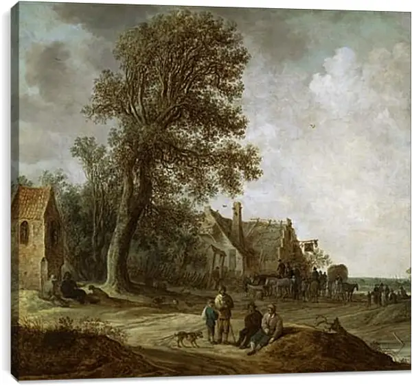 Постер на подрамнике - Peasants Resting before an Inn. Ян ван Гойен Постер на подрамнике - Peasants Resting before an Inn. Ян ван Гойен